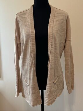 Tommy Hilfiger Beige Open-Front Knit Cardigan
